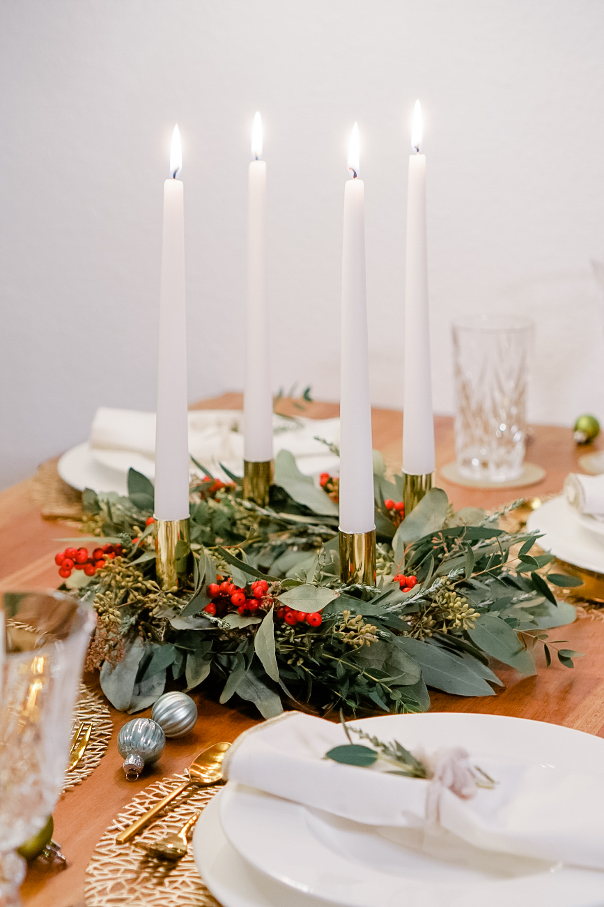 Christmas Wreath on a festive table