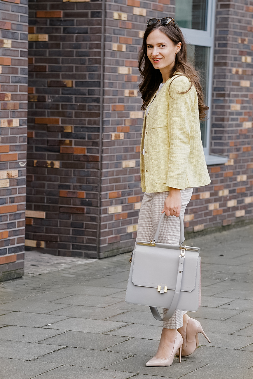 Yellow Bouclé Blazer For Spring - Florals for Spring